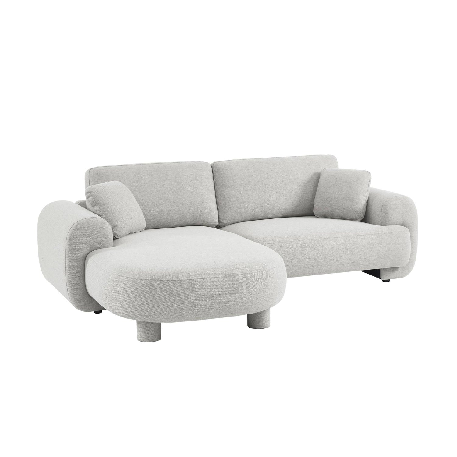 sweeek - Linkerhoekbank 3-zits stof, ronde poten