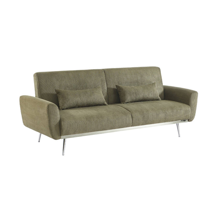 sweeek - 2|3-zits slaapbank eucalyptushout, metaal en corduroy