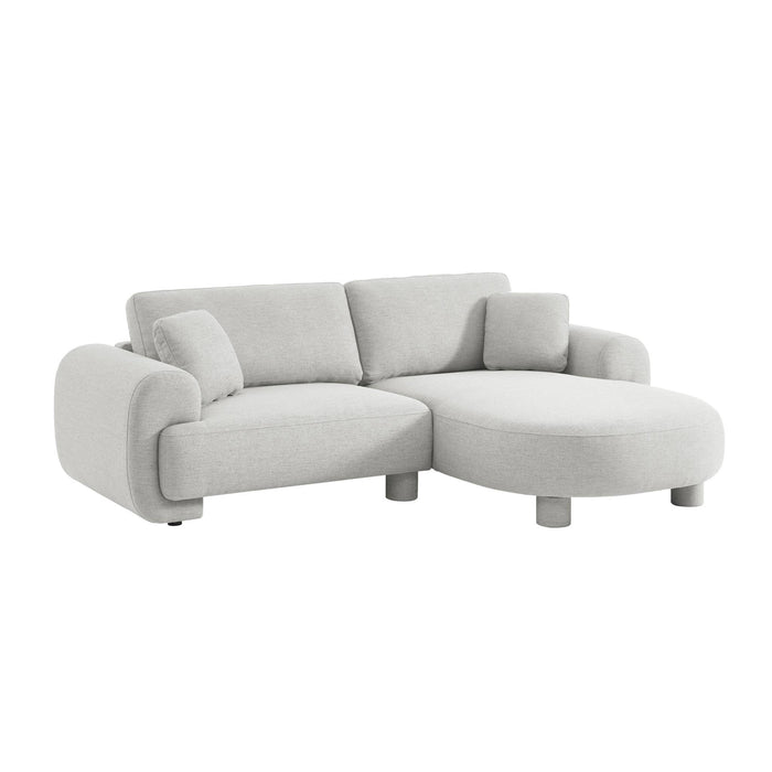 sweeek - Rechterhoekbank 3-zits stof, ronde poten