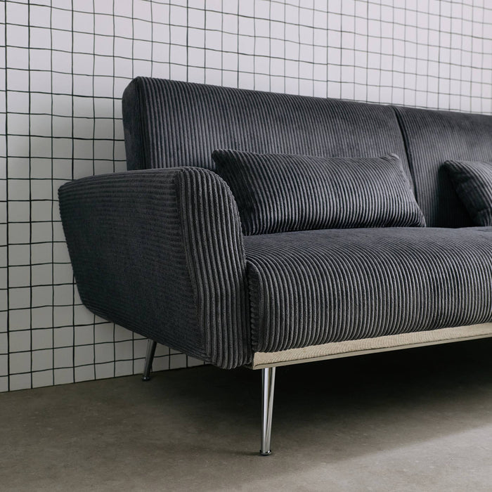 sweeek - 2|3-zits slaapbank eucalyptushout, metaal en corduroy