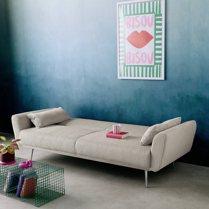 sweeek - 2|3-zits slaapbank eucalyptushout, metaal en corduroy