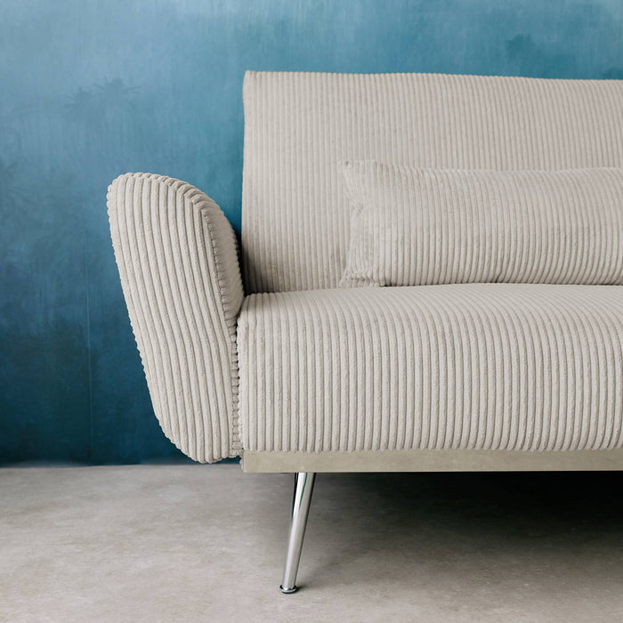 sweeek - 2|3-zits slaapbank eucalyptushout, metaal en corduroy