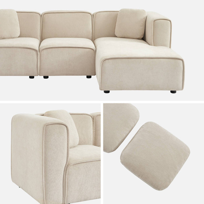 sweeek - Rechtse hoekbank 3 zitplaatsen stof