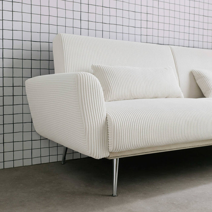 sweeek - 2|3-zits slaapbank eucalyptushout, metaal en corduroy