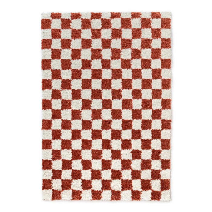 Boho&me Checkerboard vloerkleed - Check ivoor|koraal - 240x340 cm