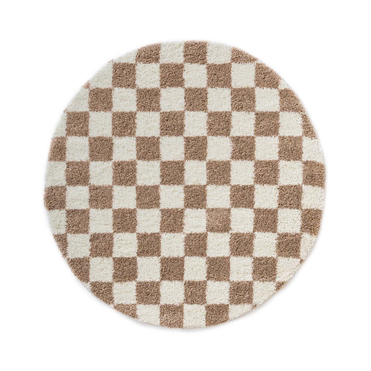 Boho&me Rond checkerboard vloerkleed - Check ivoor|beige - 200 cm