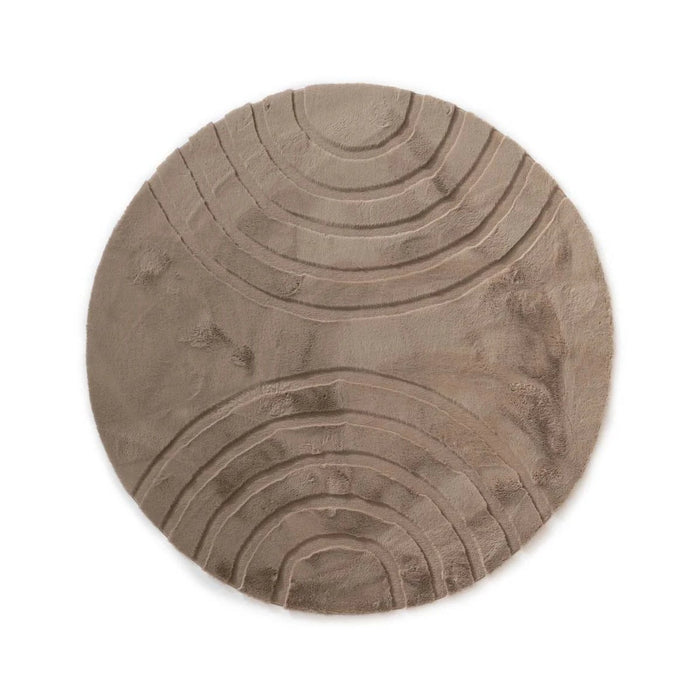 Tapeso Fluffy vloerkleed rond - Carvy taupe - 100 cm