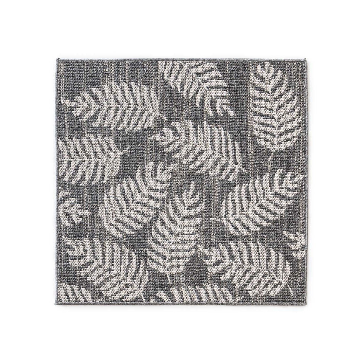 Boho&me Vierkant buitenkleed palmbladeren Sunny - donkergrijs -