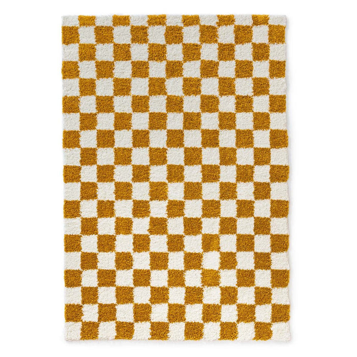 Boho&me Checkerboard vloerkleed - Check ivoor|goud - 100x200 cm