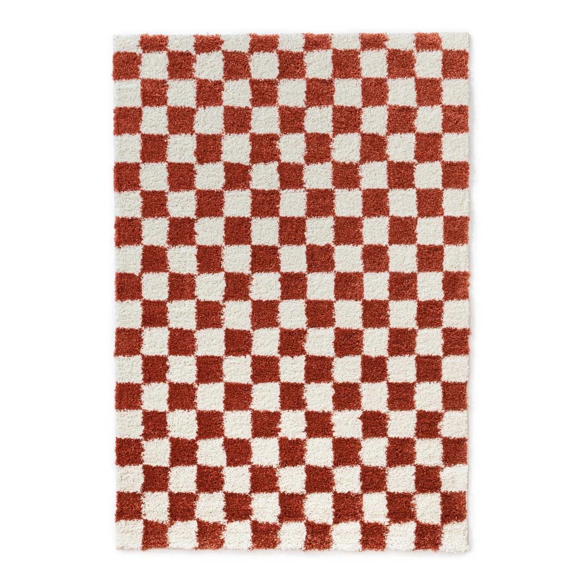 Boho&me Checkerboard vloerkleed - Check ivoor|koraal - 100x200 cm