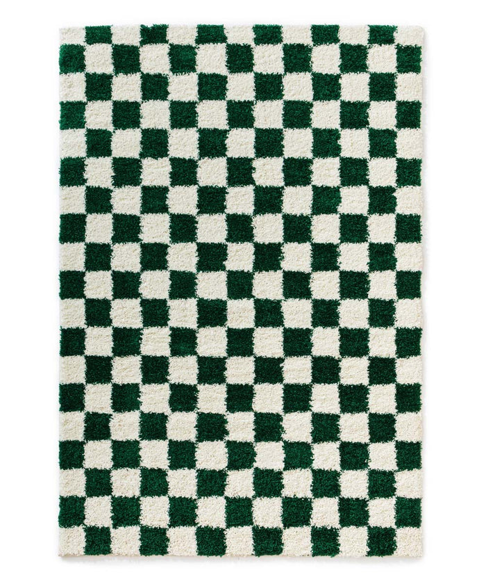 Boho&me Checkerboard vloerkleed - Check ivoor|jade - 160x230 cm