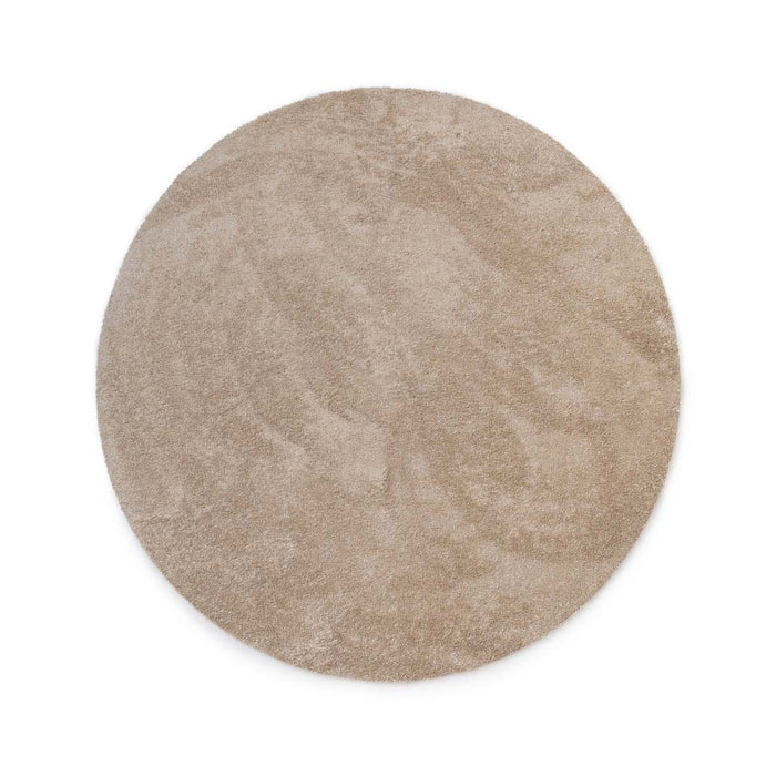 Tapeso Wasbaar vloerkleed rond - Fresh beige - 160 cm