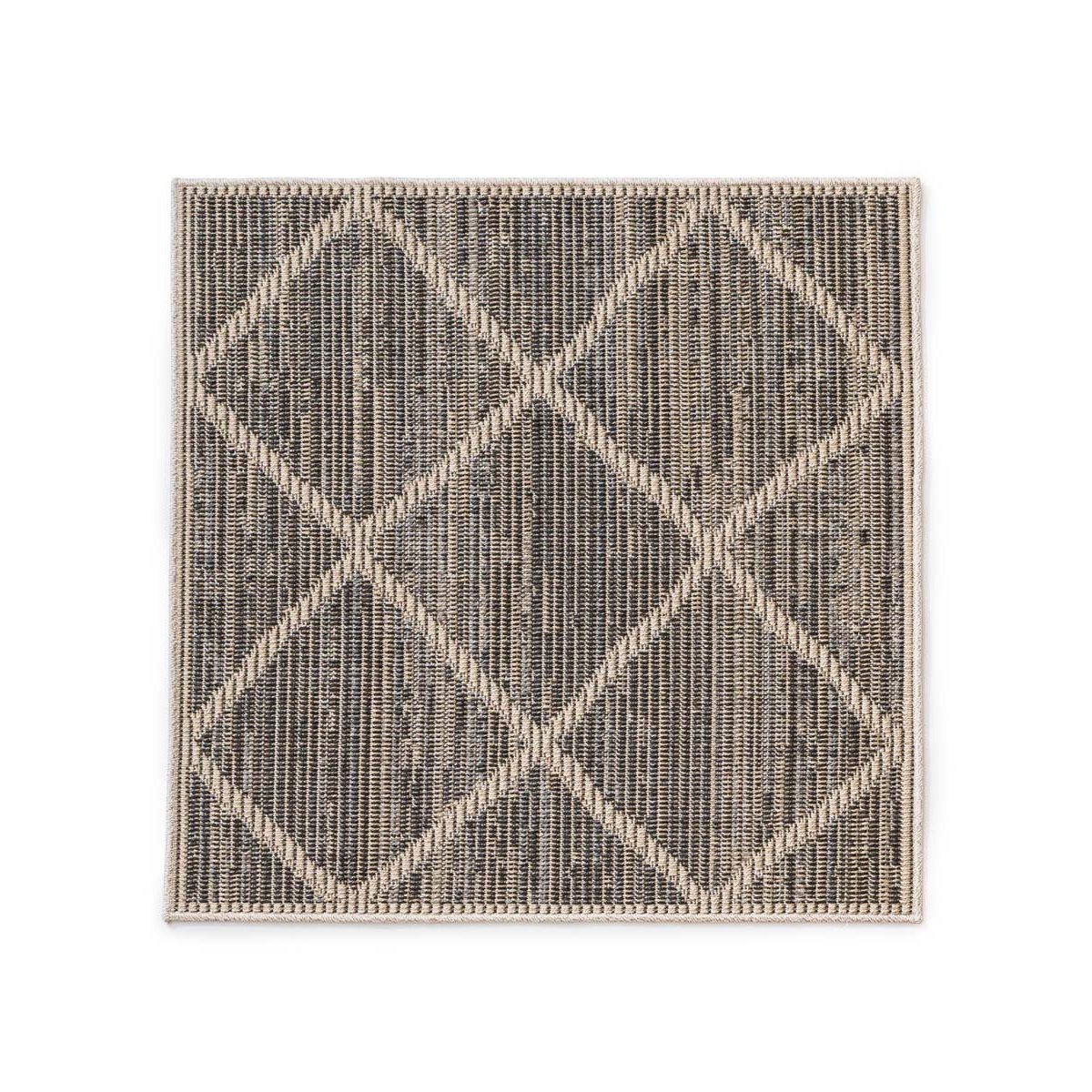 Boho&me Vierkant jute buitenkleed ruiten - Sunny naturel - 100x100 cm