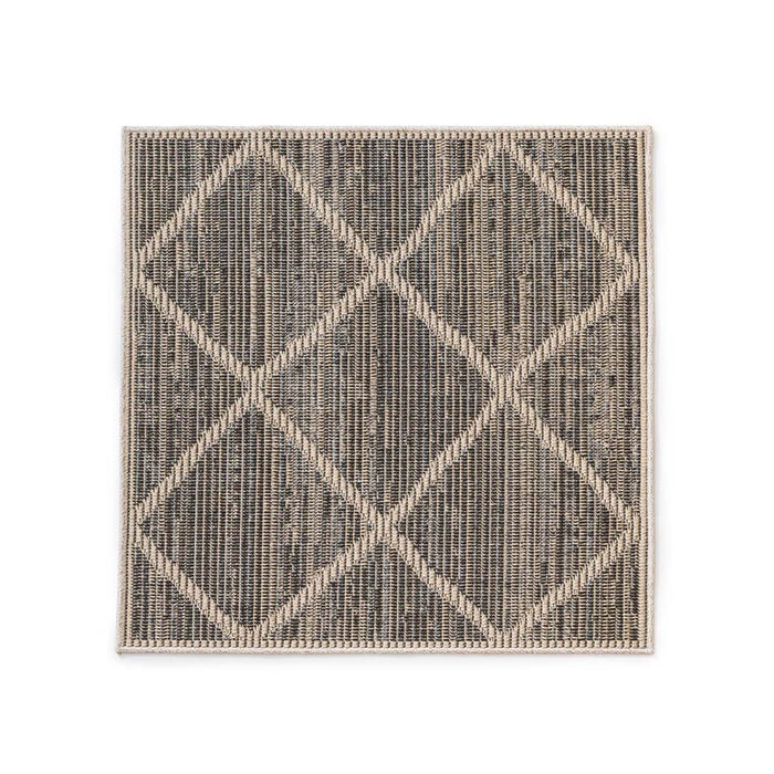 Boho&me Vierkant jute buitenkleed ruiten - Sunny naturel - 100x100 cm