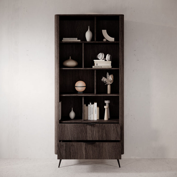 Meubella - Victoria - Boekenkast - Donker eiken - 88x38x194 cm