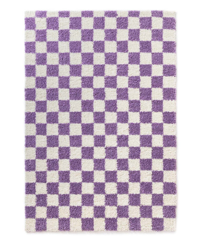 Boho&me Checkerboard vloerkleed - Check ivoor|lila - 200x300 cm