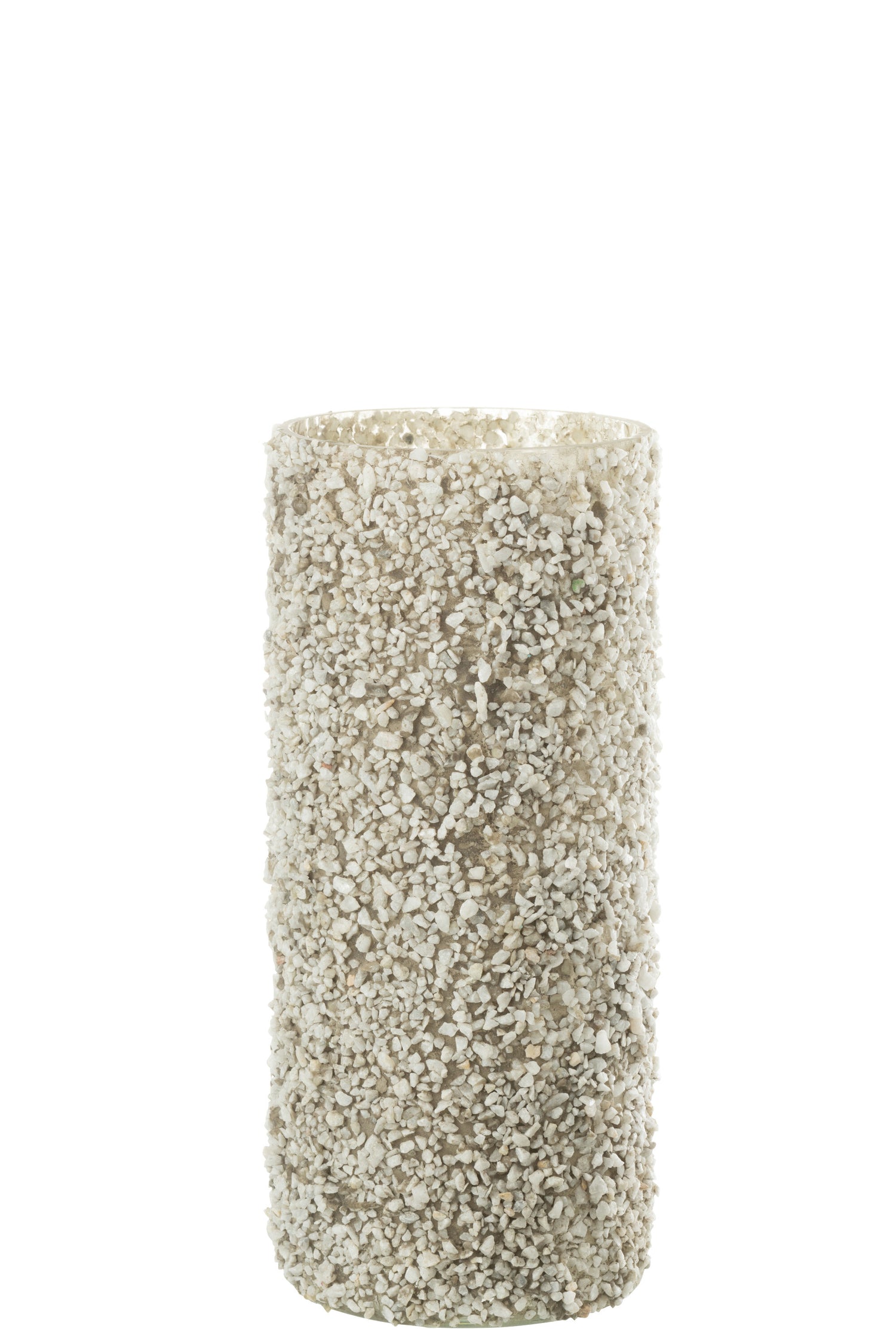 J-line - Kaarshouder Rock Glas|steen Wit Large - 15x15x35cm