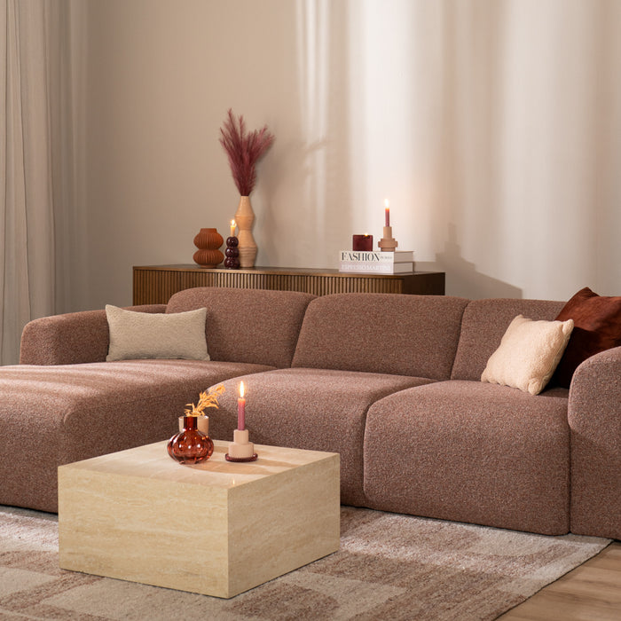 Bronx71 Hoekbank Maine bouclé stof rood|roze links