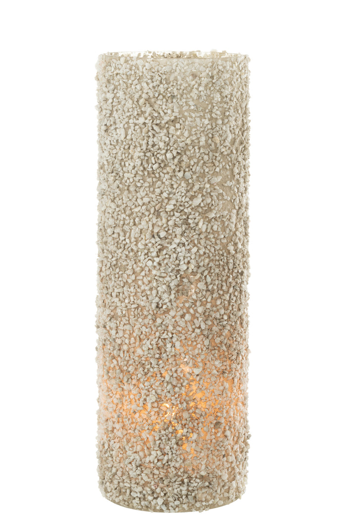 J-line - Kaarshouder Rock Glas|steen Wit Extra Large - 15x15x46cm