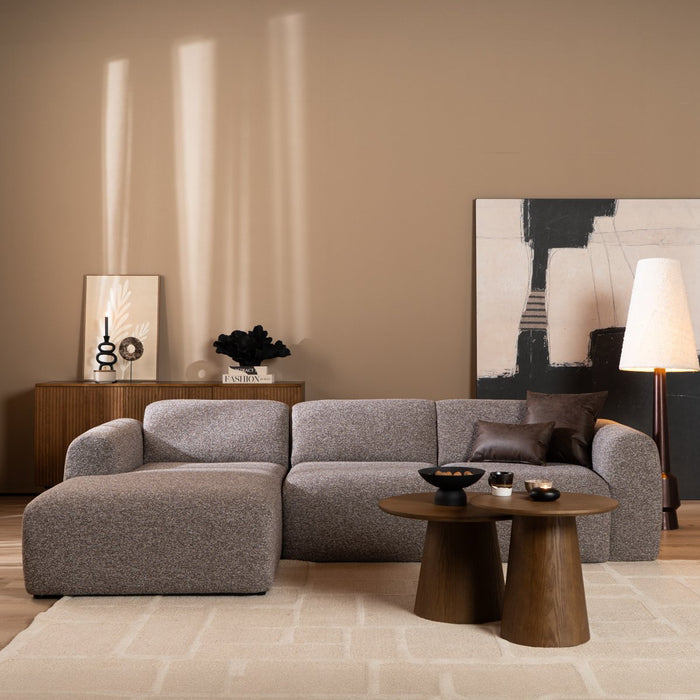 Bronx71 Hoekbank Maine bouclé stof bruin|grijs links