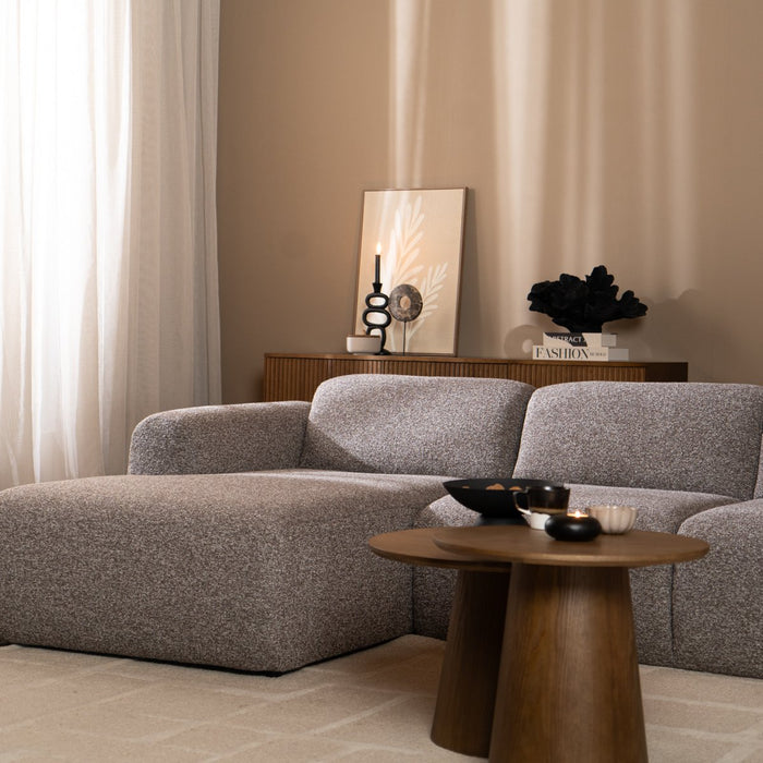 Bronx71 Hoekbank Maine bouclé stof bruin|grijs links