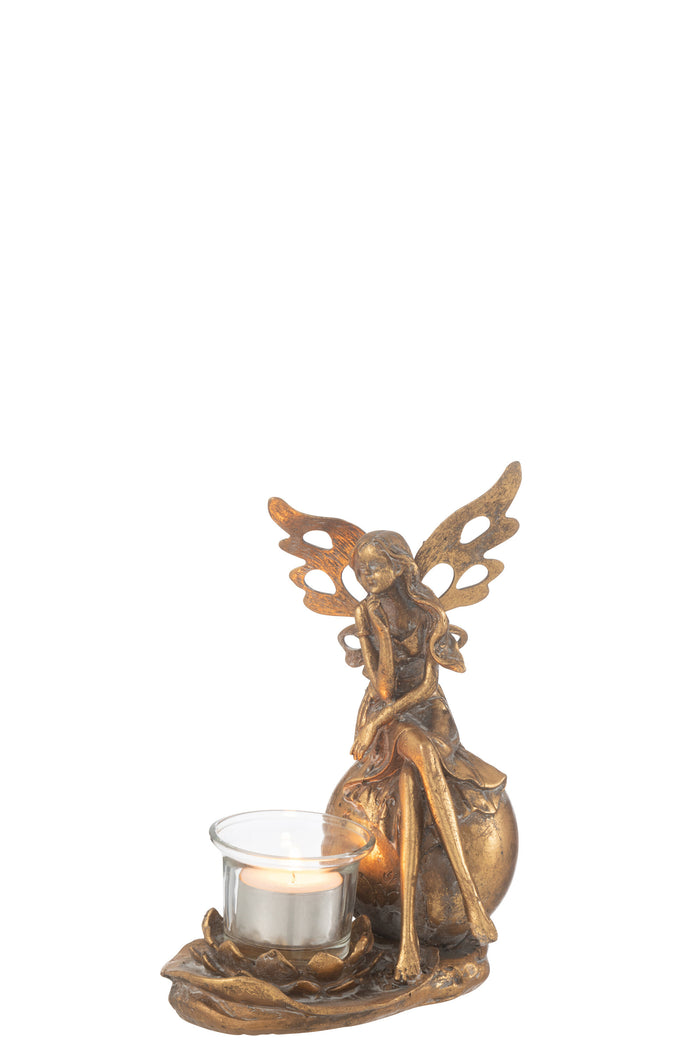 J-line - Theelichthouder Vidia Metaal Goud Large - 15x11.5x20cm