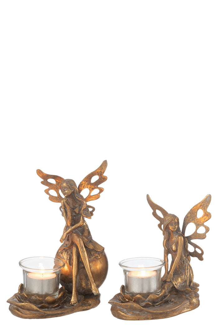 J-line - Theelichthouder Vidia Metaal Goud Large - 15x11.5x20cm