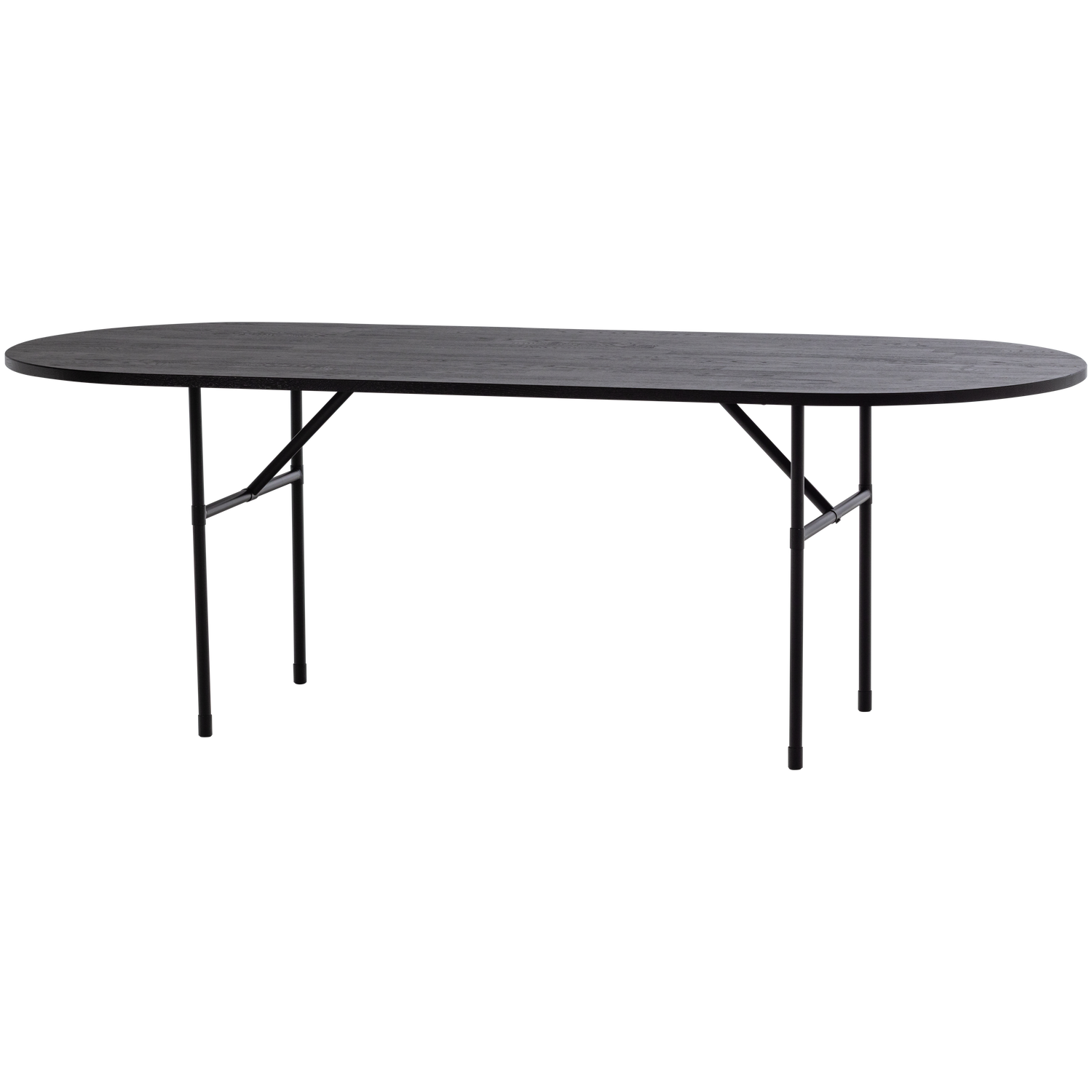 WOOOD Arthur Eettafel Ovaal Met H-Poot - Eikenhout - Zwart - 75x220x90