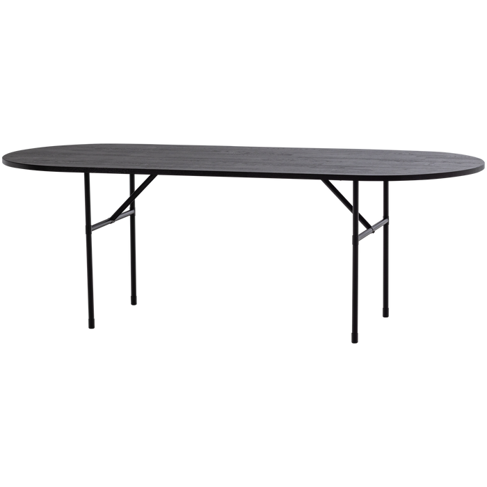 WOOOD Arthur Eettafel Ovaal Met H-Poot - Eikenhout - Zwart - 75x220x90