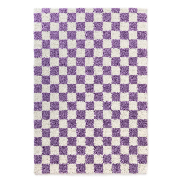 Boho&me Checkerboard vloerkleed - Check ivoor|lila - 300x400 cm