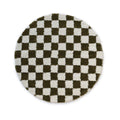 Boho&me Rond checkerboard vloerkleed - Check ivoor|olijfgroen - 200 cm