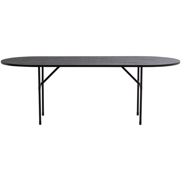 WOOOD Arthur Eettafel Ovaal Met H-Poot - Eikenhout - Zwart - 75x220x90