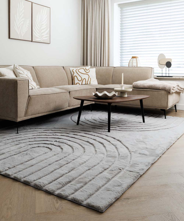 Tapeso Fluffy vloerkleed - Carvy lichtgrijs - 80x150 cm