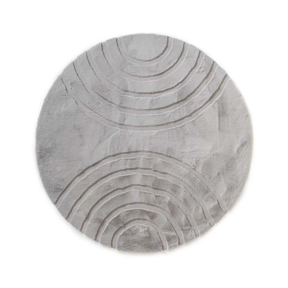 Tapeso Fluffy vloerkleed rond - Carvy lichtgrijs - 80 cm