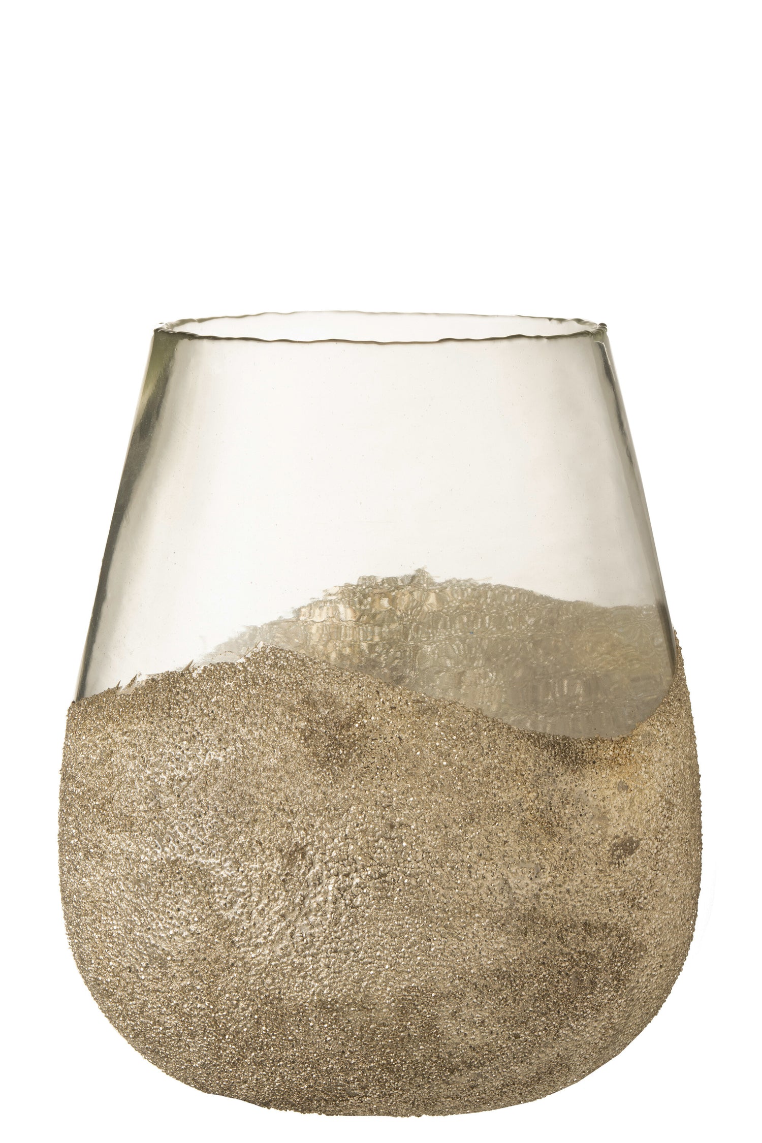J-line - Theelichthouder Parels Rond Glas Goud Large - 25x25x31cm