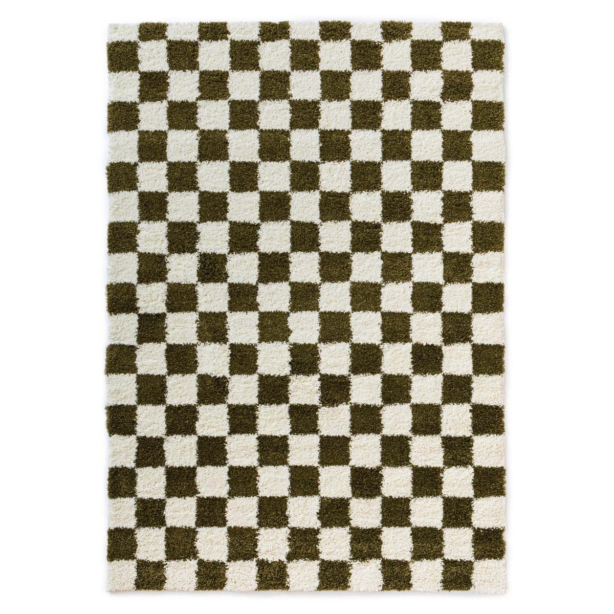 Boho&me Checkerboard vloerkleed - Check ivoor|olijfgroen - 160x230 cm