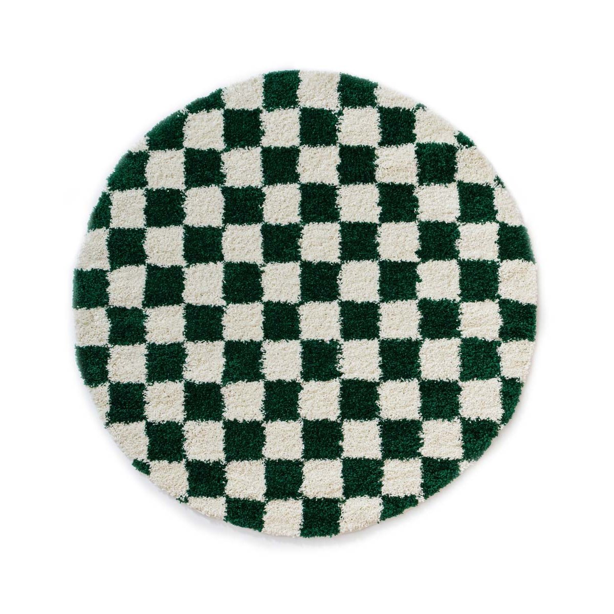 Boho&me Rond checkerboard vloerkleed - Check ivoor|jade - 300 cm