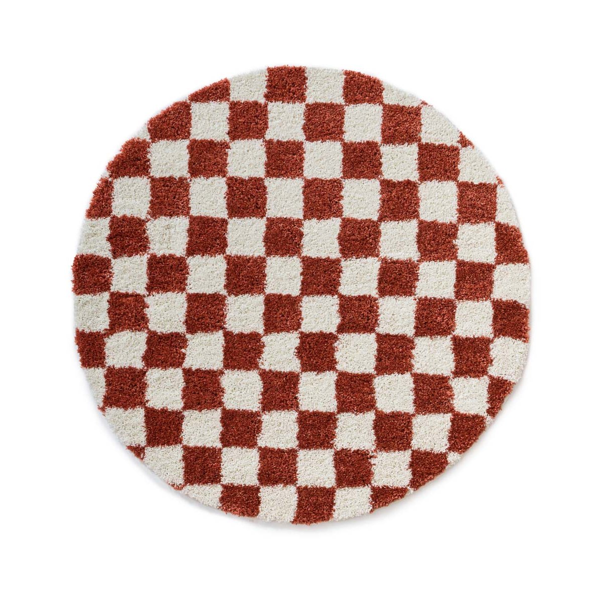 Boho&me Rond checkerboard vloerkleed - Check ivoor|koraal - 300 cm