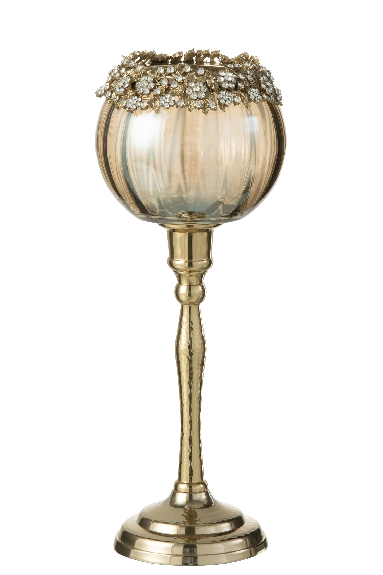 J-line - Kaarsenhouder Viane Metaal|glas Goud|brons Large - 10x7x33cm