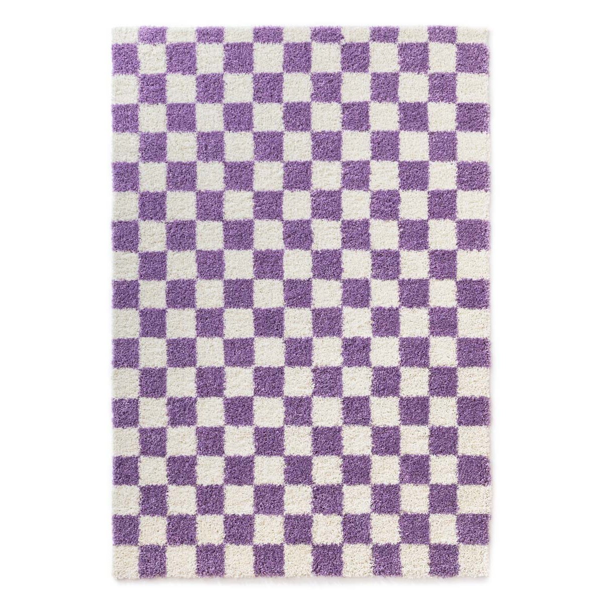 Boho&me Checkerboard vloerkleed - Check ivoor|lila - 100x200 cm