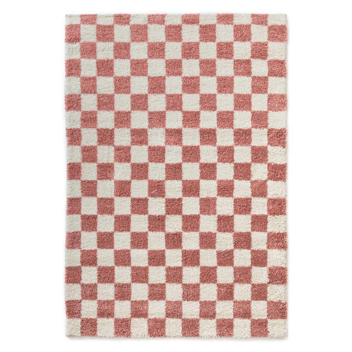 Boho&me Checkerboard vloerkleed - Check ivoor|roze - 200x300 cm