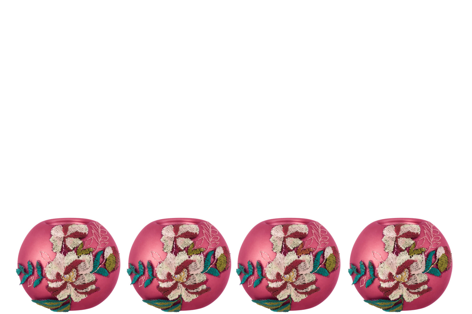 J-line - Doos van 4 Theelichthouders Bloem Glas - 23x23x9.5cm