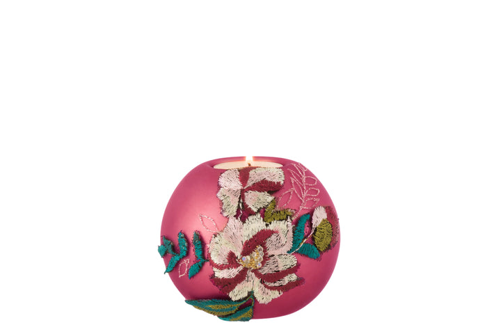 J-line - Doos van 4 Theelichthouders Bloem Glas - 23x23x9.5cm