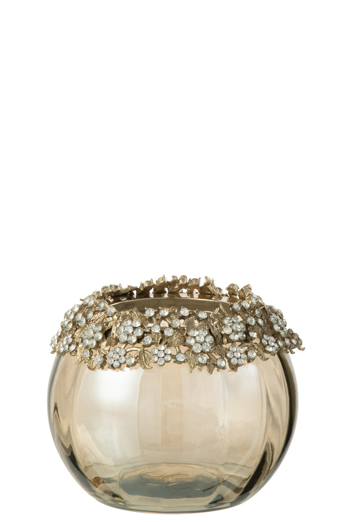 J-line - Theelichthouder Volve Metaal Goud Medium - 10x7.6x10cm