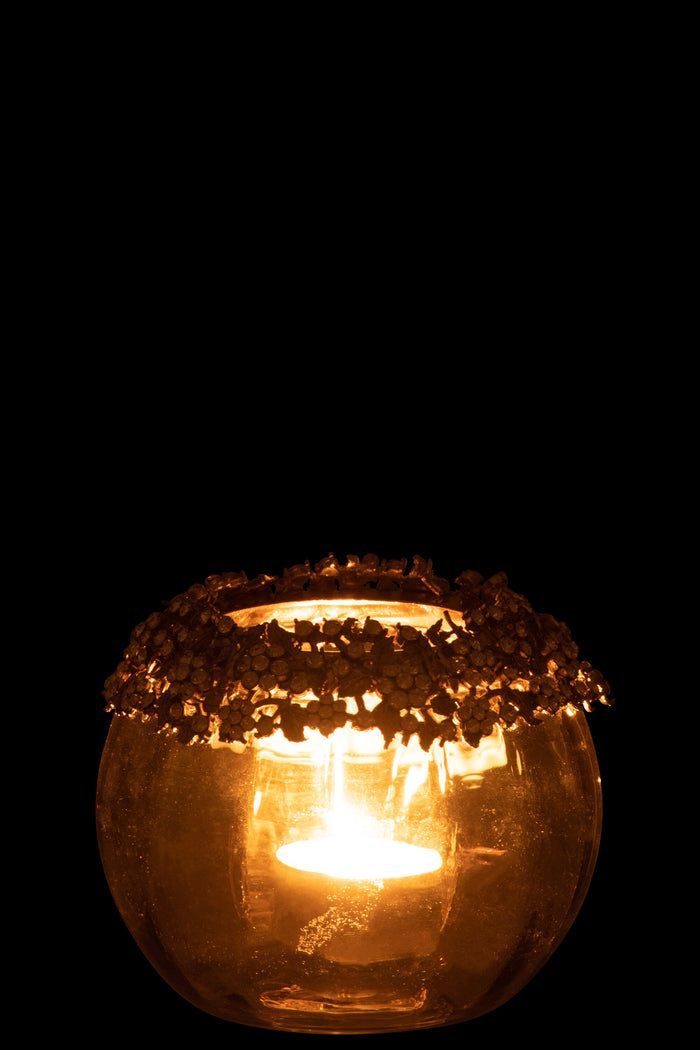 J-line - Theelichthouder Volve Metaal Goud Medium - 10x7.6x10cm