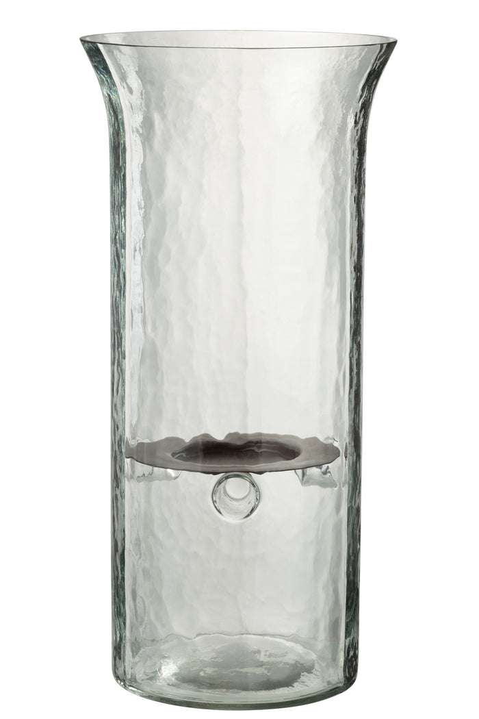 J-line - Kaarshouder Bord Wazig Glas Transparant Large - 19x19x40cm