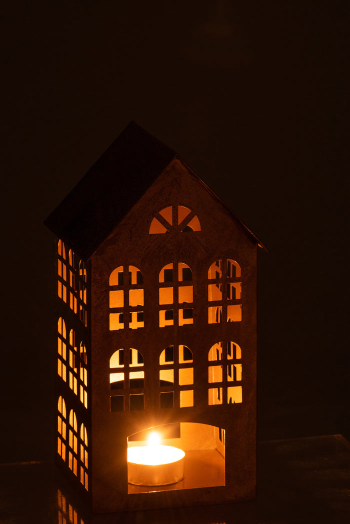 J-line - Kaarshouder Huis Kappa Ijzer Goud - 17.5x17x32.5cm