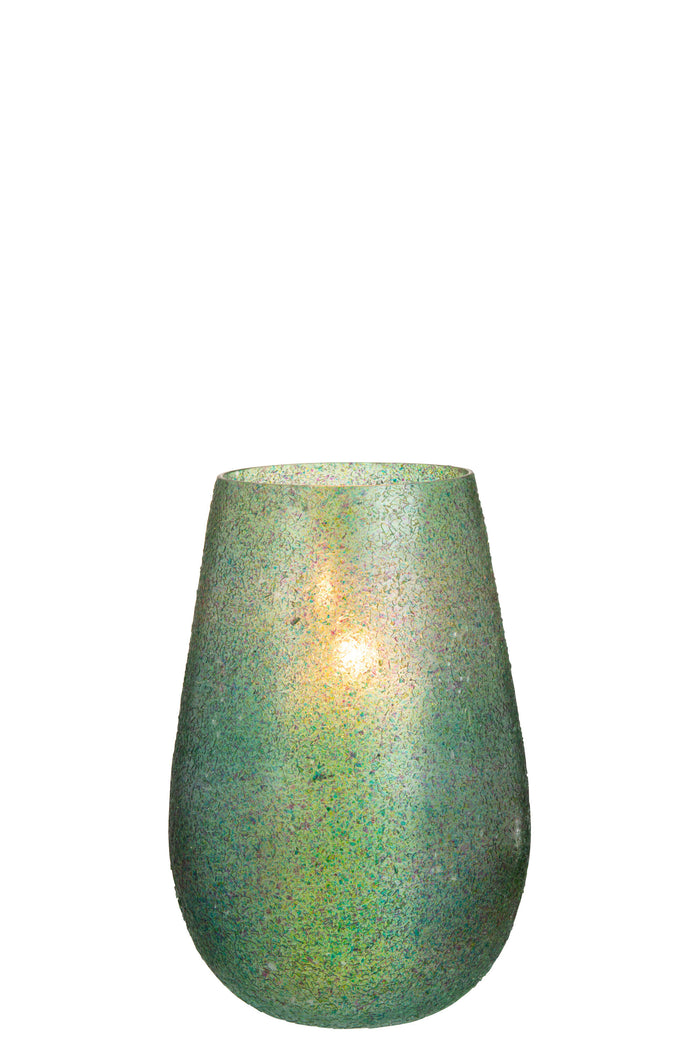 J-line - Kaarsenhouder Tom Glas Groen Large - 17.5x17.5x26.5cm