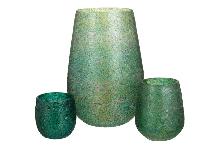 J-line - Kaarsenhouder Tom Glas Groen Large - 17.5x17.5x26.5cm