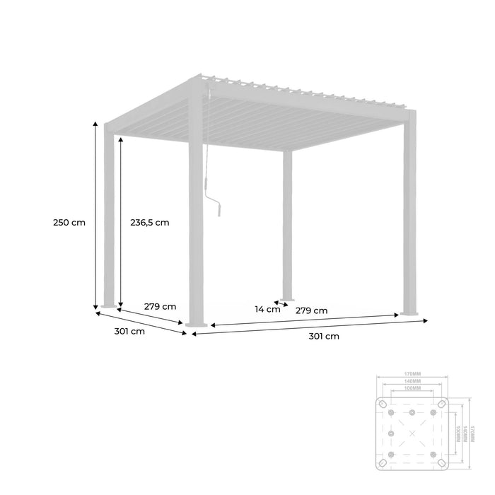 sweeek - Pergola met lamellendak, 3x3m, verstelbare lamellen V2